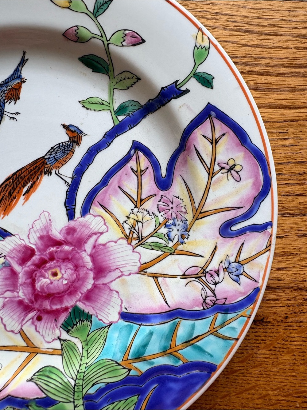 Vintage Hand-Painted tobacco Leaf Floral Ceramic Wall Plate- 10.5” - Picture 2 of 12